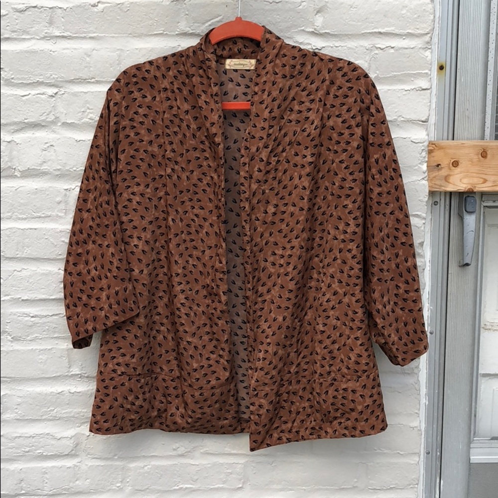 Printed leaf kimono